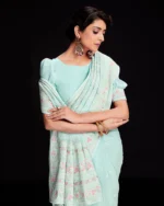 Floral Print Saree with Border - Image 4