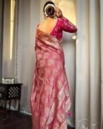 Pure Kanjivaram Soft Banarasi Silk Saree For Women & Girls With Unstitched Heavy Blouse Piece - Image 3