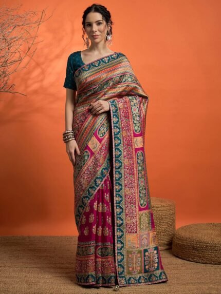 Woven Viscose Saree with Unstitched Blouse
